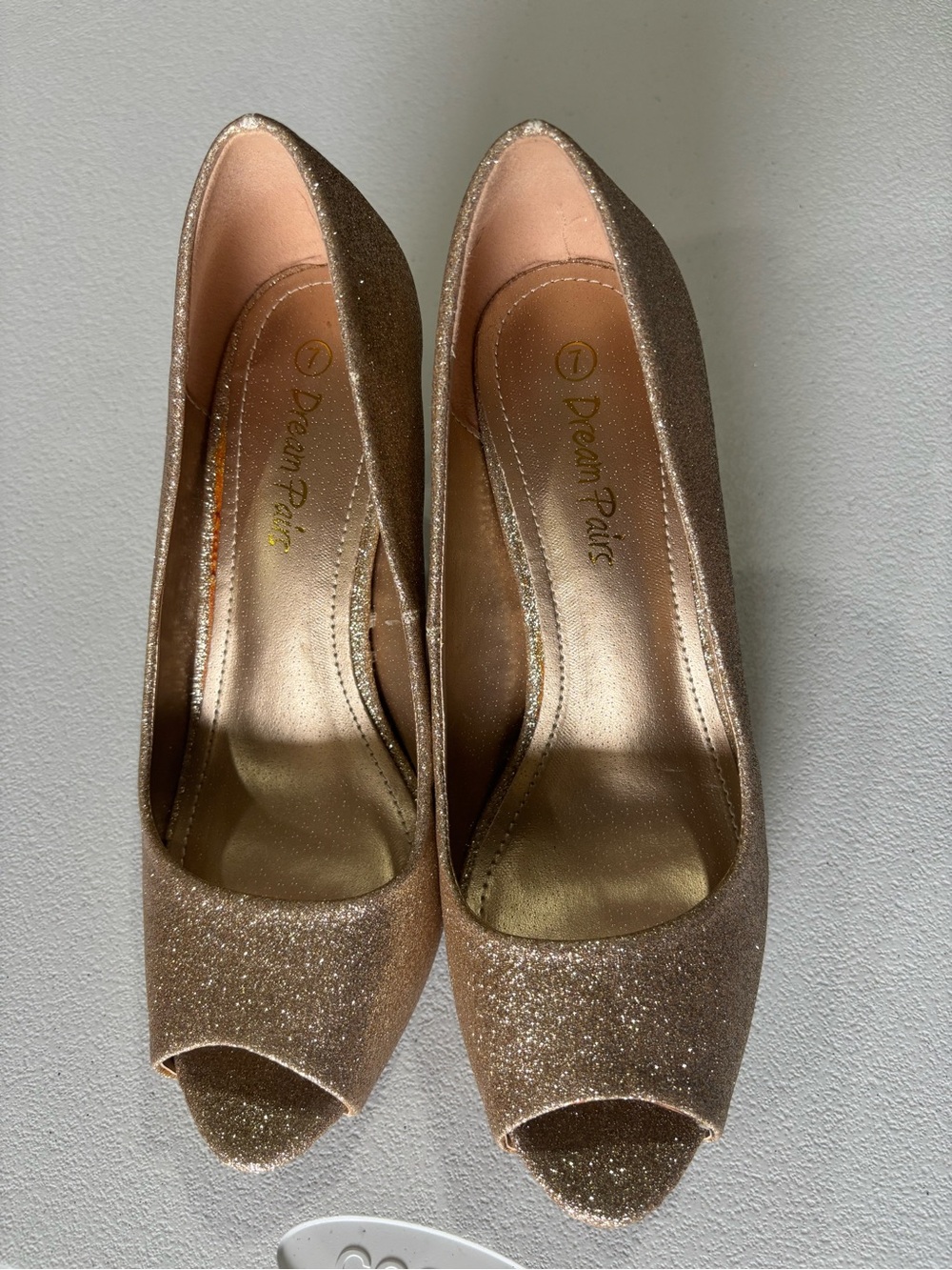 Dream Pairs Rose Gold Glitter Peep-Toe Heels
